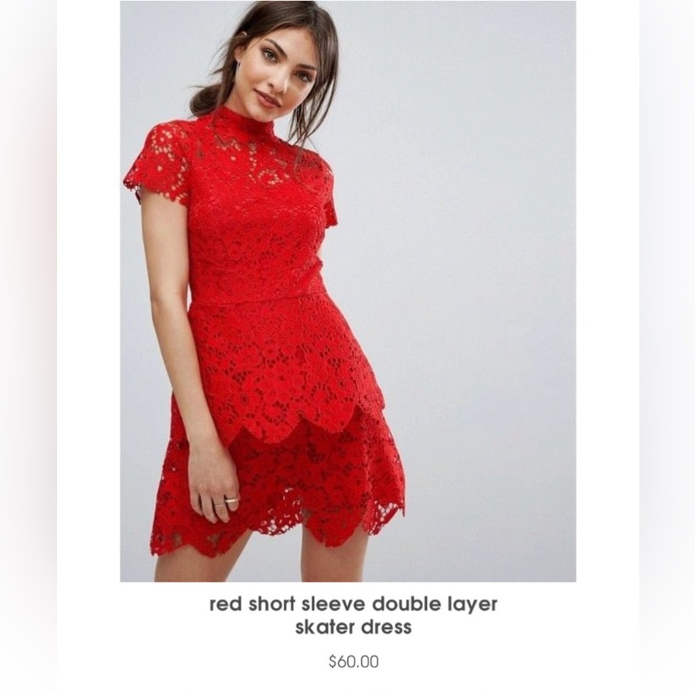 Misguided Red Lace Dress